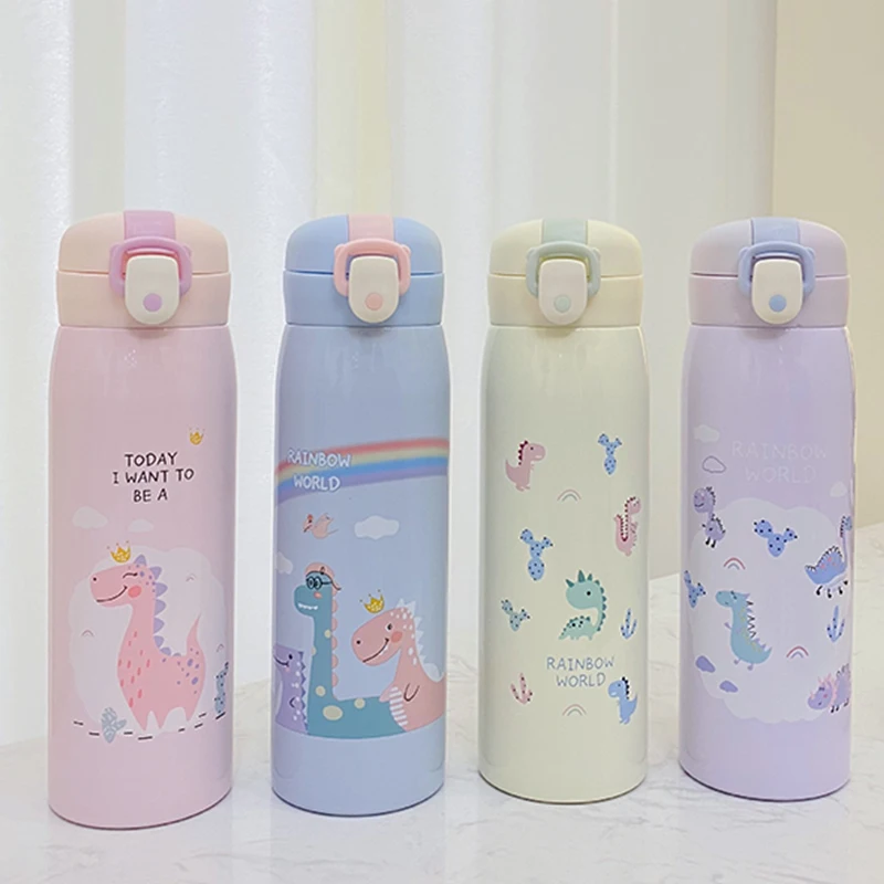 Thermal Water Bottle Cartoon Dinosaur Strap Insulation Cup Cute Cartoon Water Cup Stainless Steel Children\'s Water Bottle
