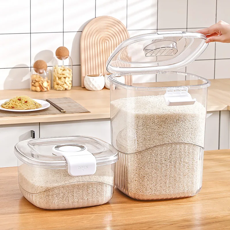 

Kitchen Food Storage Containers Rice Bucket Insect and Moisture-proof Sealing Food Grade Flour Cereal Dog Food Storage Tank