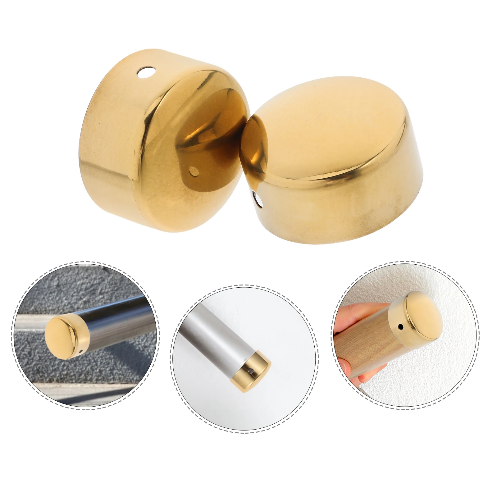 2 Pcs Stair Handrail Fixing Cover Wooden Caps Fitting End Sealing