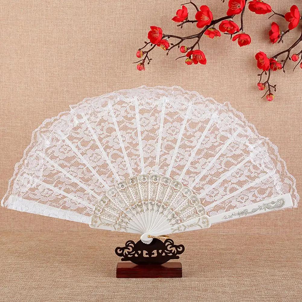 Hand Fan Lightweight Folding Fan Long-lasting Decorative  Beautiful Stage Performance Lace Folding Fan