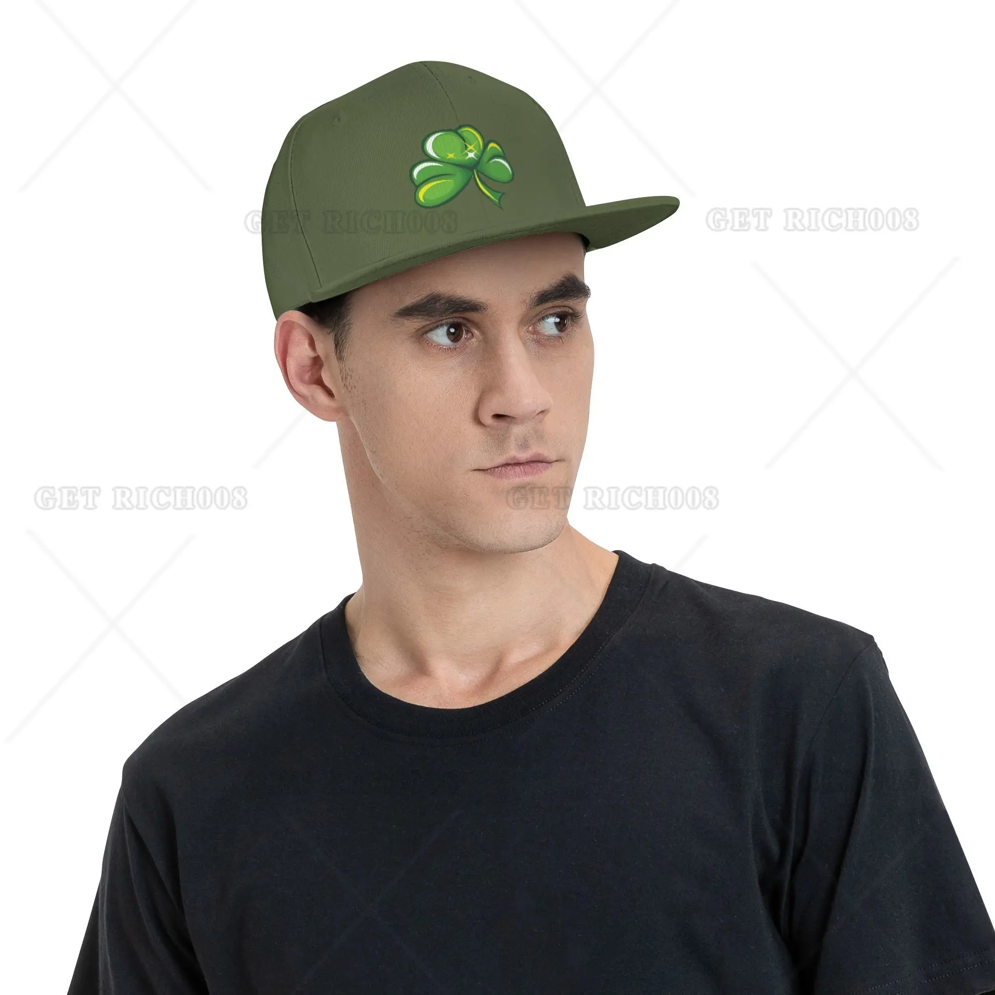 3D Cartoon Clover St.patrick Day Hiphop Baseball Cap Trucker Hat Flat Visor Casual Four Seasons Adult Polyester One Size Unisex