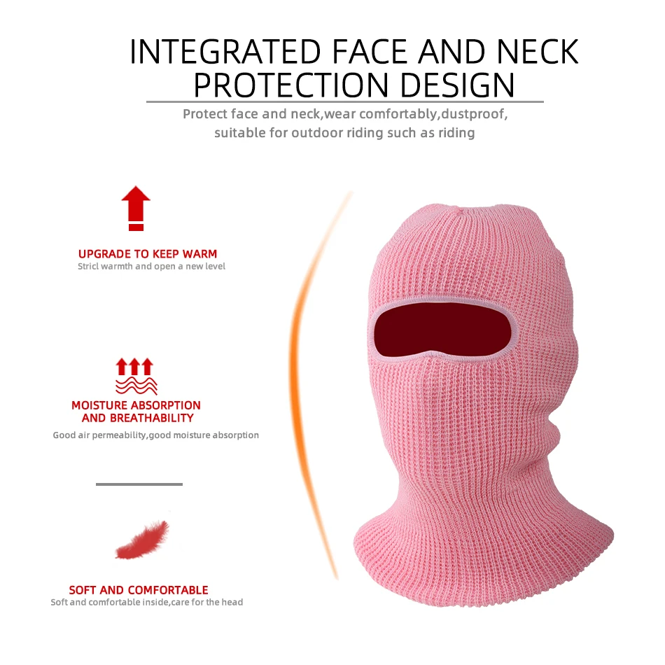 1 Hole Knitted Full Face Cover Adult Winter Ski Balaclava for Outdoors