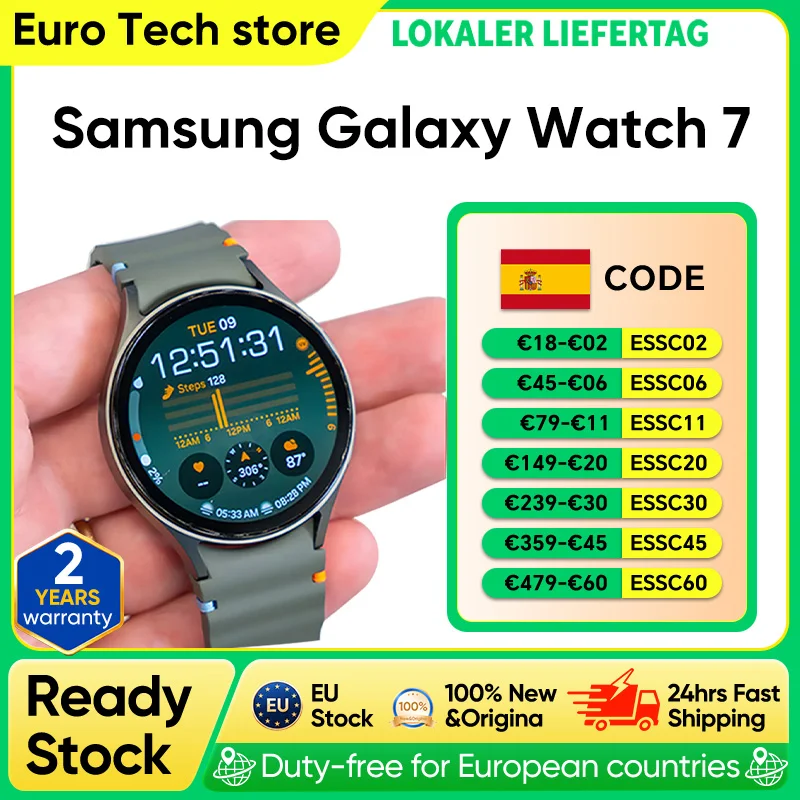 Montre connectée Samsung Galaxy Watch 7 Bluetooth 5.3 40/44 mm Écran Super AMOLED 1,3'' Moniteur de santé Samsung Wear OS GPS
