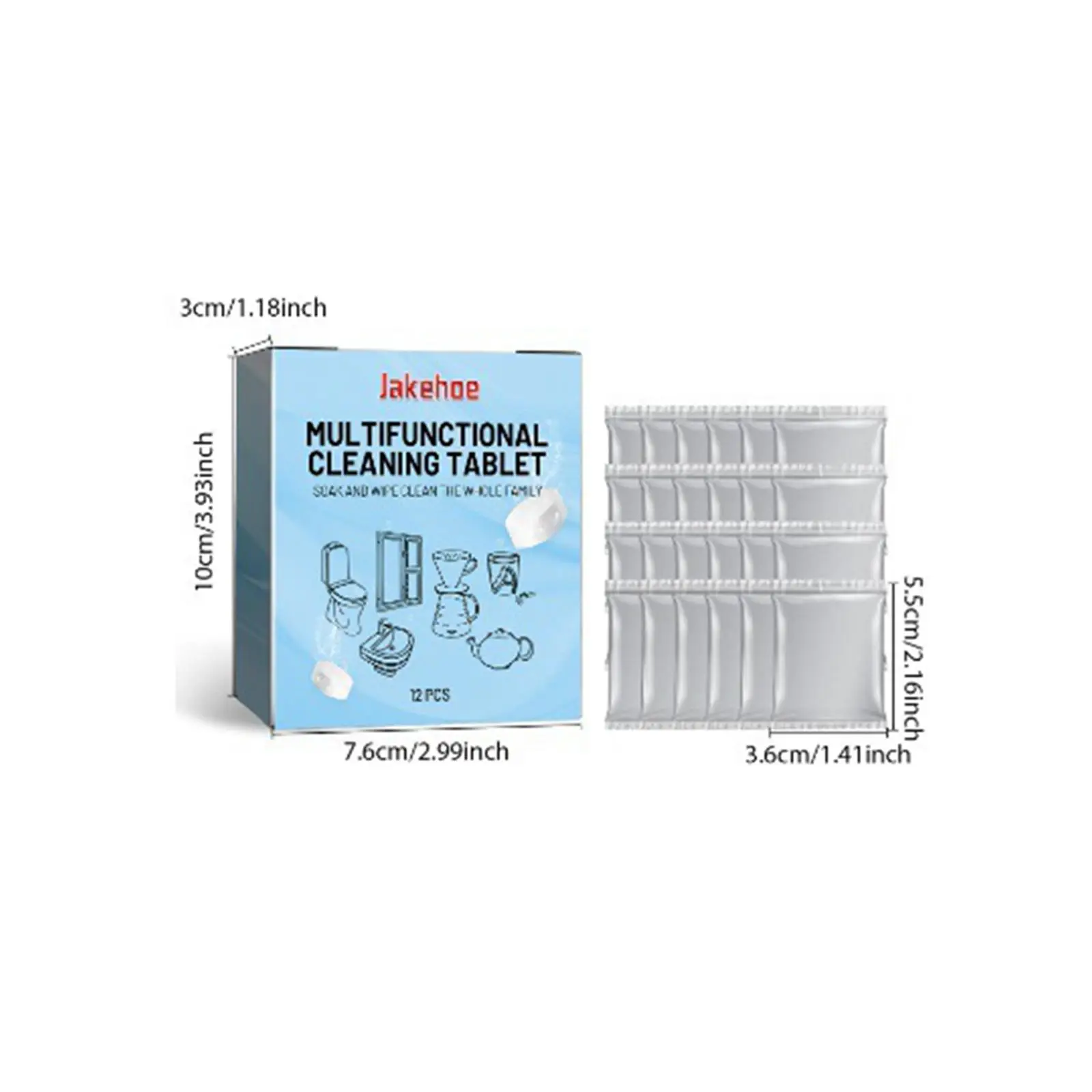 Água Garrafa Limpeza Tablet, Vidro Limpeza Tablet, 12pcs