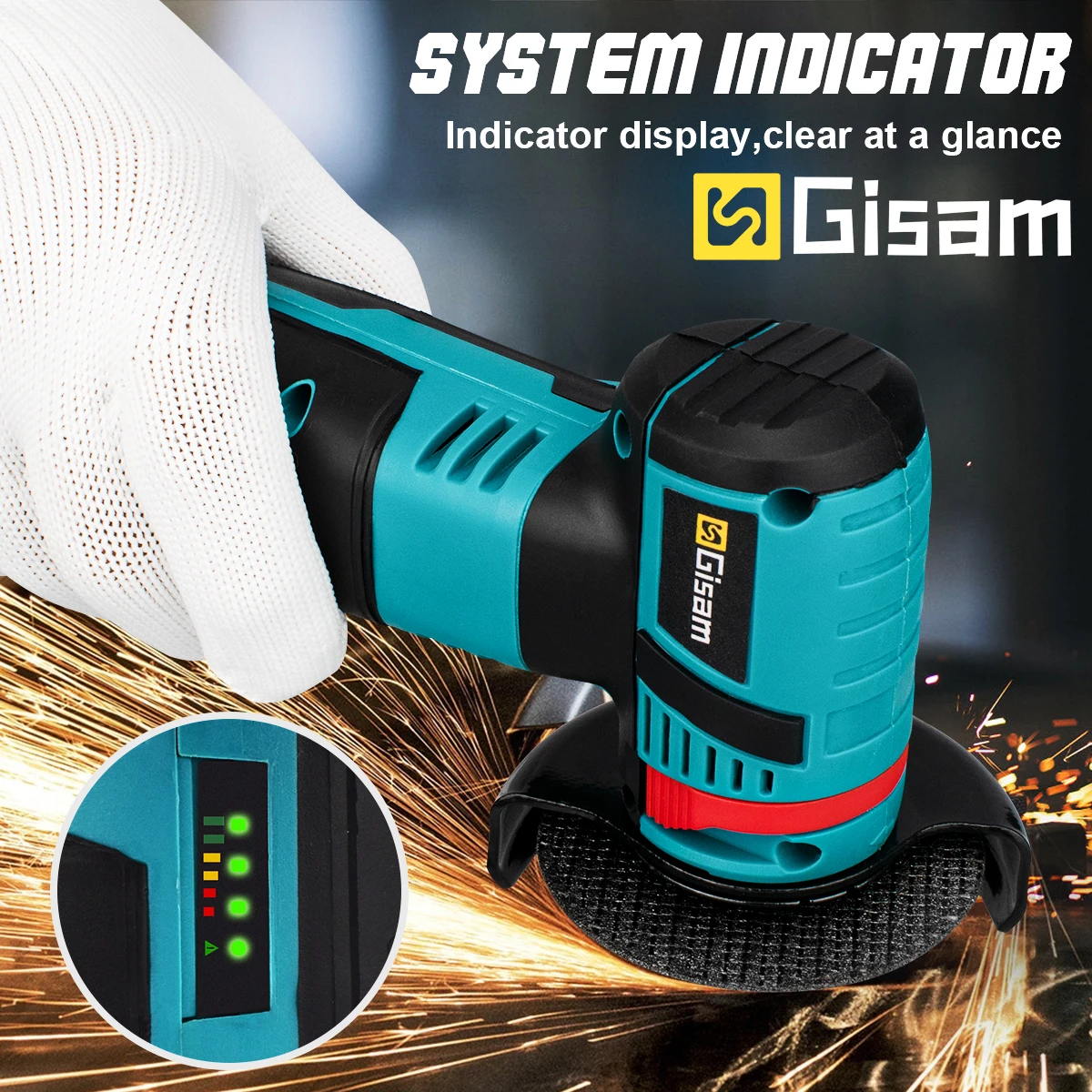 Gisam 19500rpm Electric Angle Grinder Brushless motor Rechargeable Battery Grinding Machine for Cutting Polishing Ceramic Tile