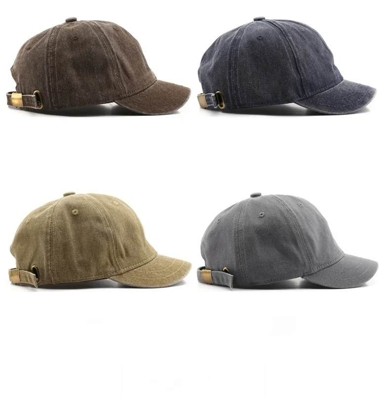 Customized printed logo  High Quality Fashion Dad Hat Snapback Cap Washed Cotton Adjustable Solid Color Baseball Cap Women Men