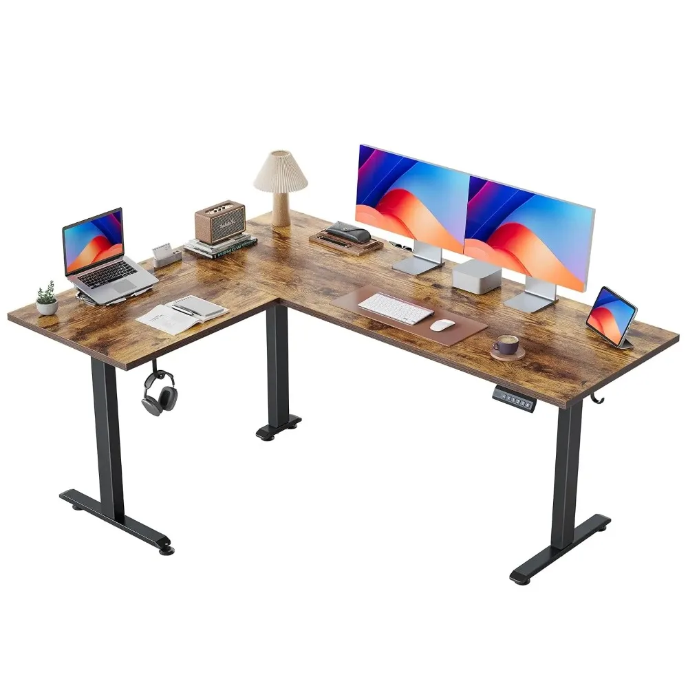 L Shaped Standing Desk 63 inch Adjustable Height, Electric Corner Standing Desk, Sit Stand Computer Table with Splice, Custom