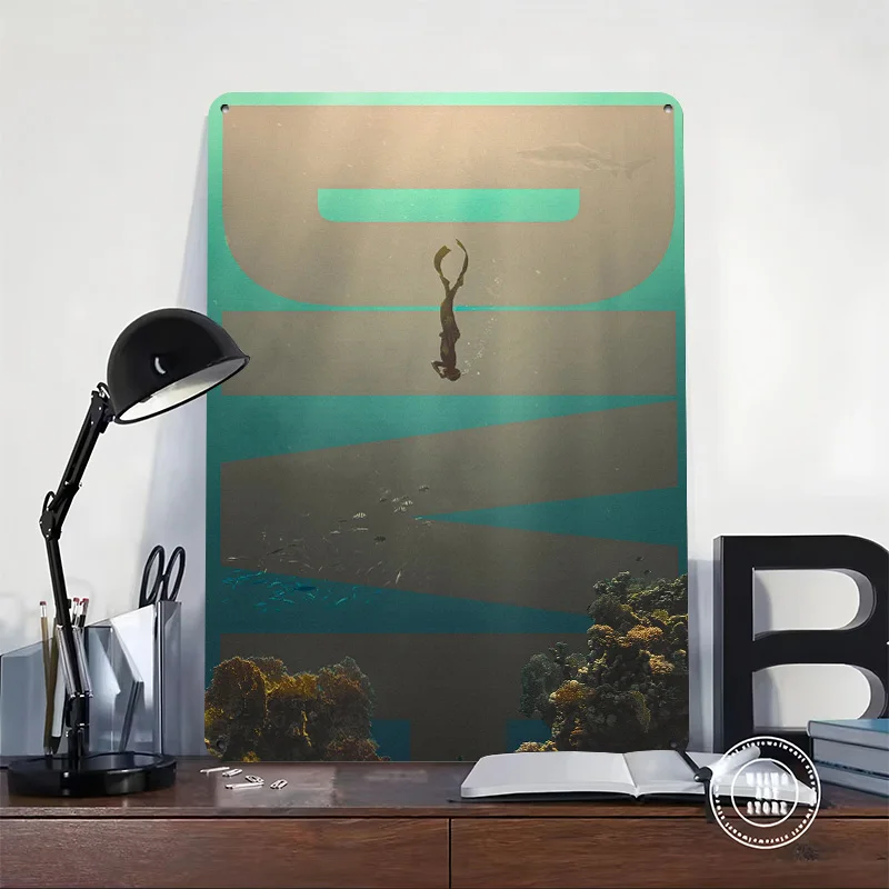 Dive Poster Retro 3D Printed Metal Signs Customized Wall Hanging Gift for Decoration Home Decor Items Room Ornaments Wand Deko
