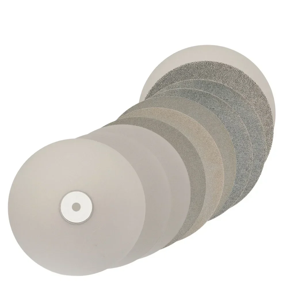 8Inch 200mm Diamond Coated Lapping Disc Grit 60-3000 1/2in Hole Flat Lap Wheel Abrasive Grinding Disc For Gemstone Jewelry Rock