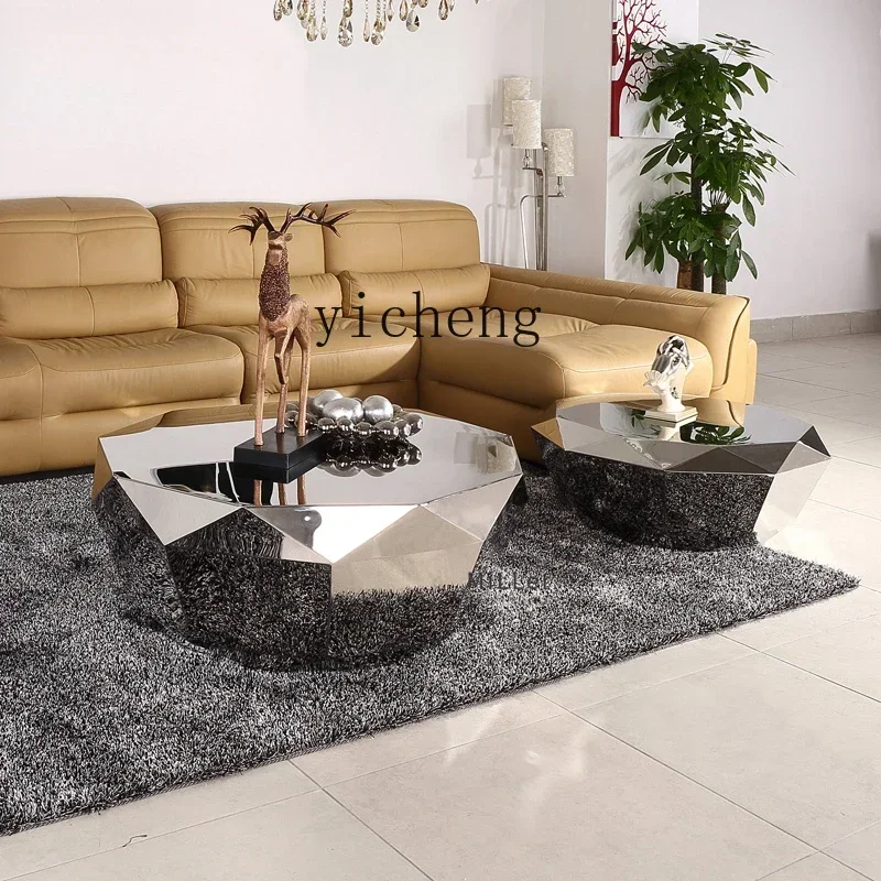 HSN marble diamond coffee table  creative living room post-modern small apartment polygonal coffee table