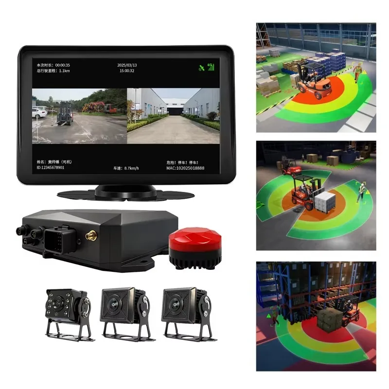 2026 Pedestrian Alert and AI Collision Avoidance with Human Vehicle Detection and Voice Alarm for Forklift and Construction Mach