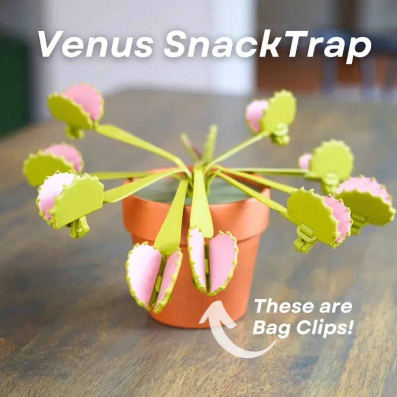 

New 3D-printed realistic potted plant Venus flytrap clip creative home decor desktop ornament