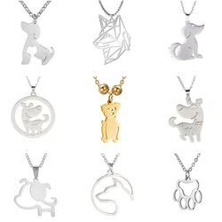 Teamer Paw Stainless Steel Necklace For Women Dog Pendant Cute Puppy Animal Pet Choker Friendship Gift Fashion Jewelry necklaces