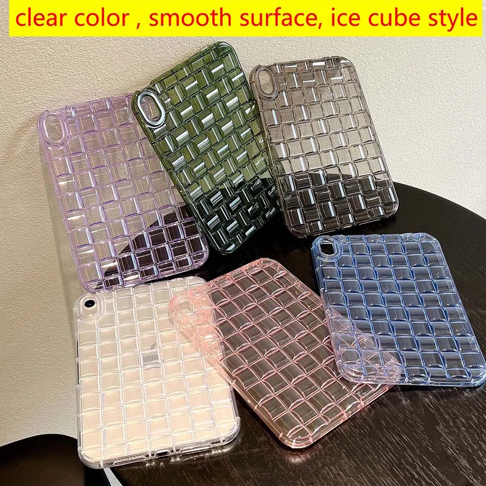 Capa estilo cubo de gelo de cor clara para iPad Mini 4 5 7,9 "6 7 8,3" simples à prova de choque macia TPU capa pele