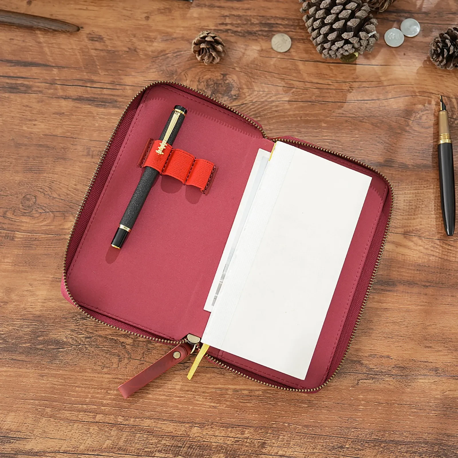 Genuine Leather Journals Notebooks Cover for Weeks Size Planner with 3 Dividers Pen Slots, Creative Handmade Notepad Diary