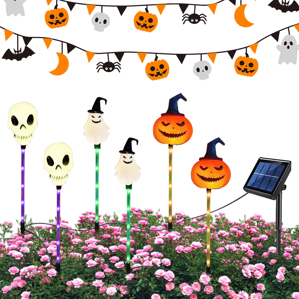 6-Pack Halloween Pumpkin Pathway palo luci impermeabili Halloween fantasmi decorazione luce per giardino Patio Yard Pathway Grave