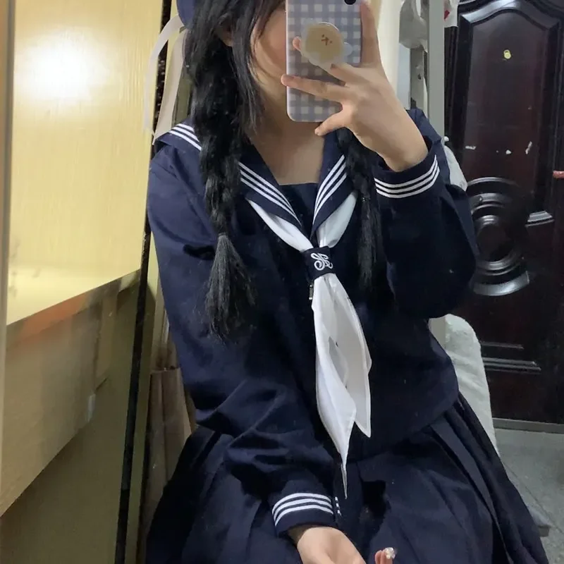 正統派-jk-制服-学生服-ベーシック-ネイビー-ネイビー-カレッジスタイル-学用品-中学生セーラー服-秋冬スーツ