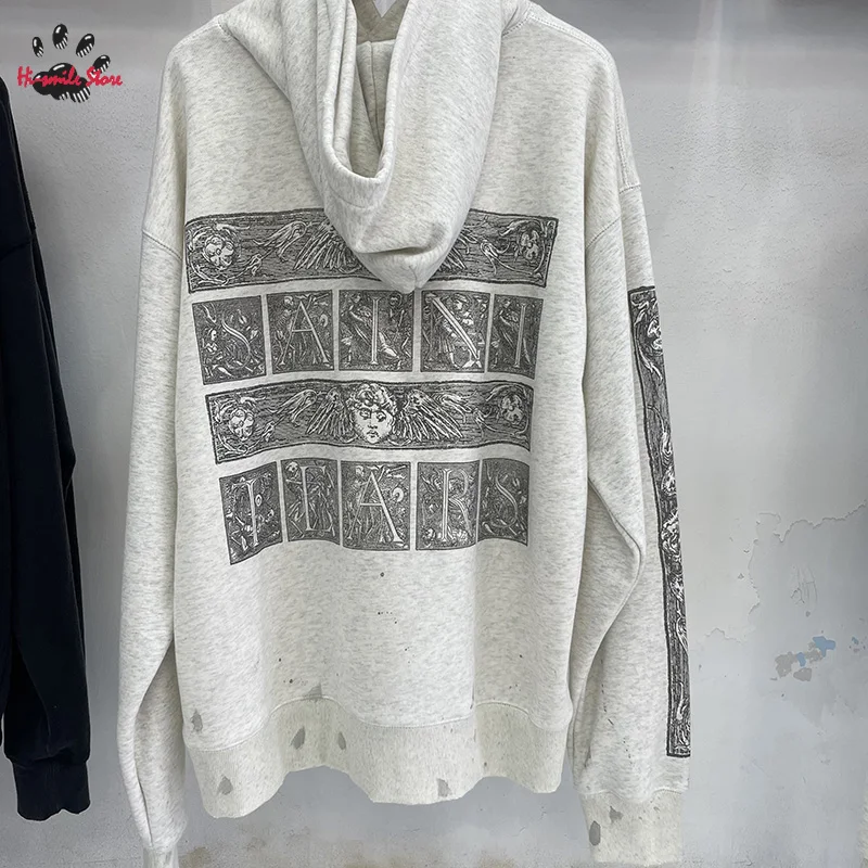 أزياء الشارع الشهير سانت هوديس الرجال امرأة الهيب هوب فضفاض خمر الخريف الشتاء مقنعين البلوفرات بلوزات غسلها التالفة #2