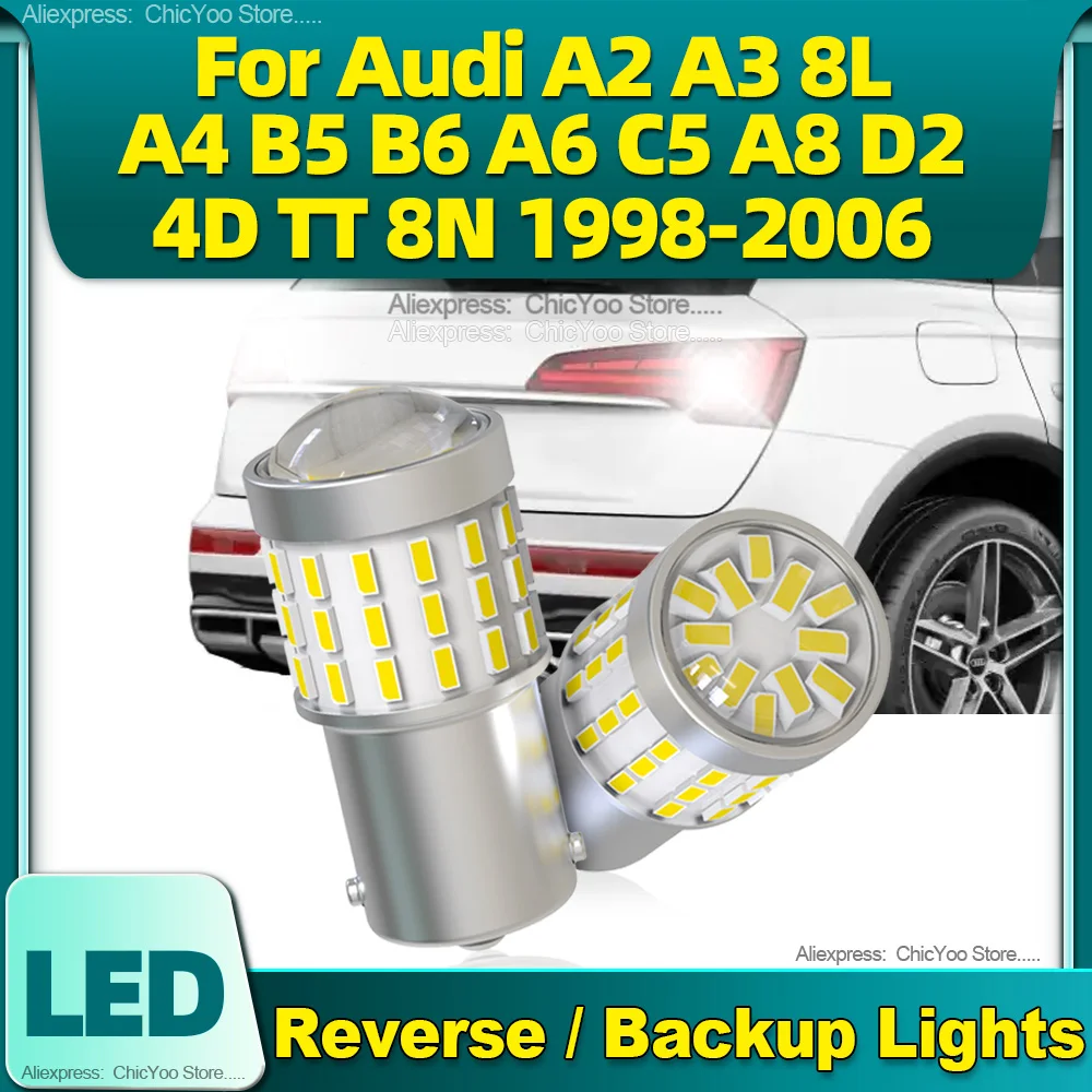 

2Pcs 6W LED Reverse Light Lamps 1156 BA15S P21W For Audi A2 A3 8L A4 B5 B6 A6 C5 A8 D2 4D TT 8N 1998 1999 2000 2001 2002 03-2006