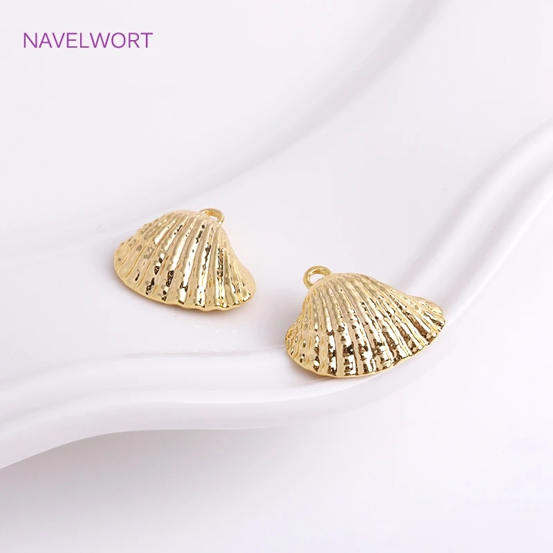 14K Gold Plated Shell Charms For Earring Making Accessories,Brass Metal Shell Pendants DIY Jewellery Making Supplies Wholesale