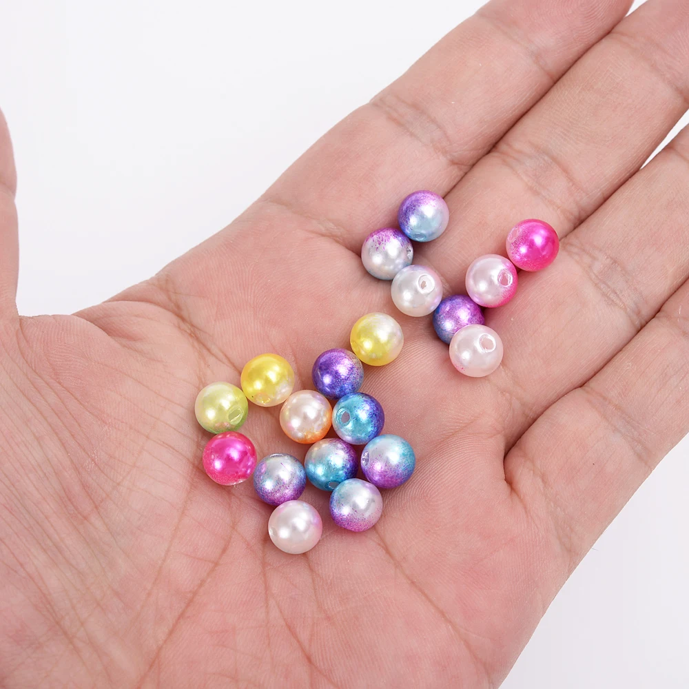 100 Stück Bunte Glänzende ABS-Kunststoffperlen Gemischte Farben Lose Abstandsperlen für Schmuckherstellung DIY Armband Halskette Bastelbedarf – Detail 2