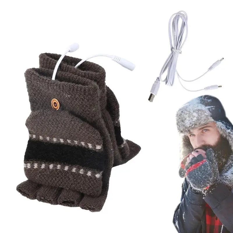 USB Heated Gloves Warm Gloves Heating Gloves Heated Mitten Portable Hand Warmer Laptop Gloves Mittens For Riding Running Skiing