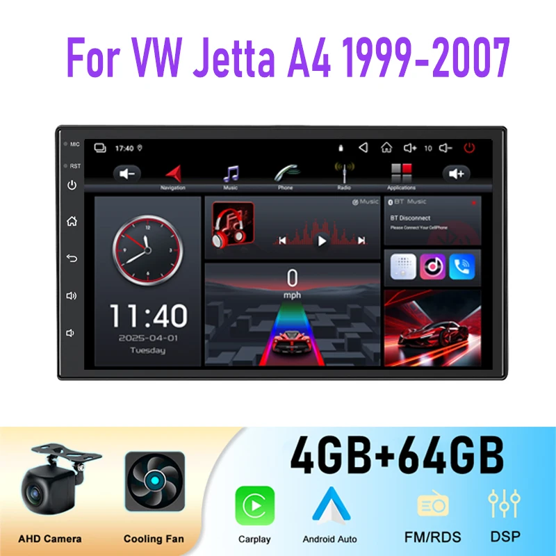 7 "4 + 64GB لشركة فولكس فاجن جيتا A4 1999-2007 راديو السيارة عجلة القيادة التحكم ستيريو واي فاي عكس صورة جوجل خريطة كاميرا جوجل خريطة