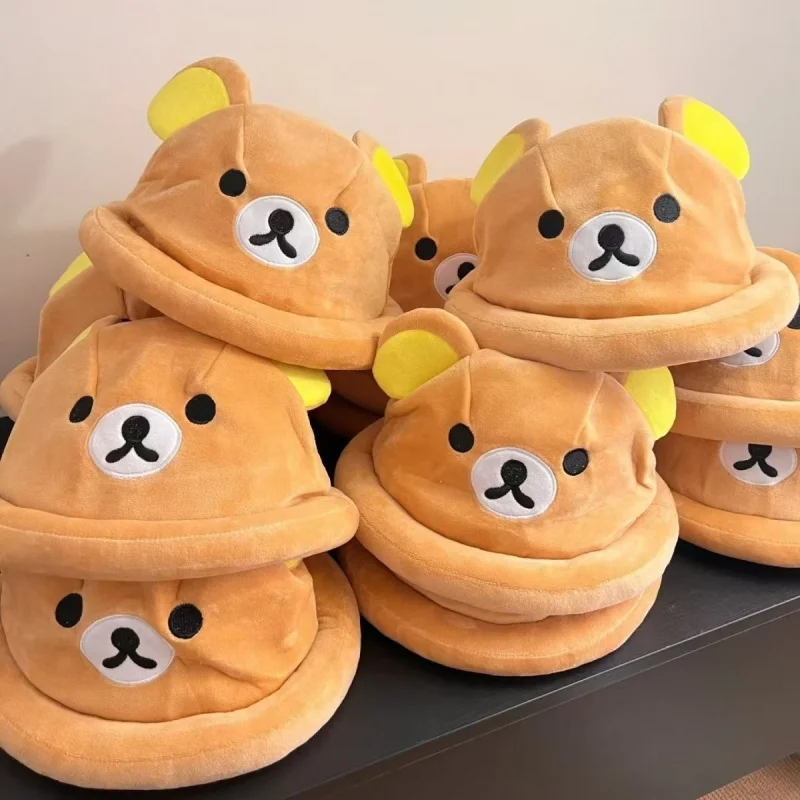 

Kawaii Rilakkuma Plush Plush Headgear Children'S Warmth For Girls Kids Korilakkuma Bear Anime Cute Plush Hat ﻿