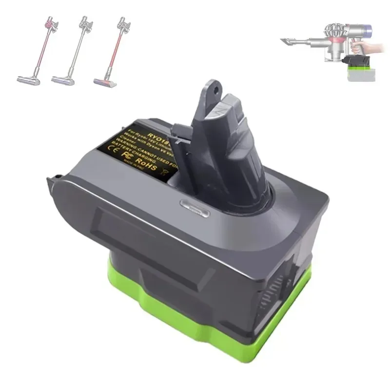 Suitable for Ryobi V6 18V Lithium Ion Batteries Power Tool Battery Adapter Suitable for Dyson V6 Animal Absolute Motorhead Slim
