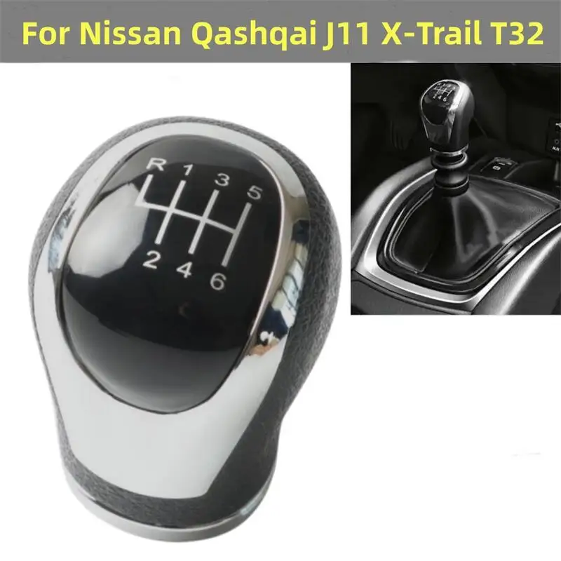 6 Speed Manual Gear Shift Knob Lever Stick Pen Head Ball for Nissan Qashqai J11 X-Trail T32 2016-2017  Car styling Accessories