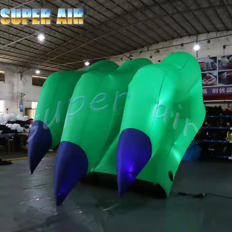 Decorazione di Halloween all'aperto super aerea verde Mano di mostro gonfiabile con illuminazione