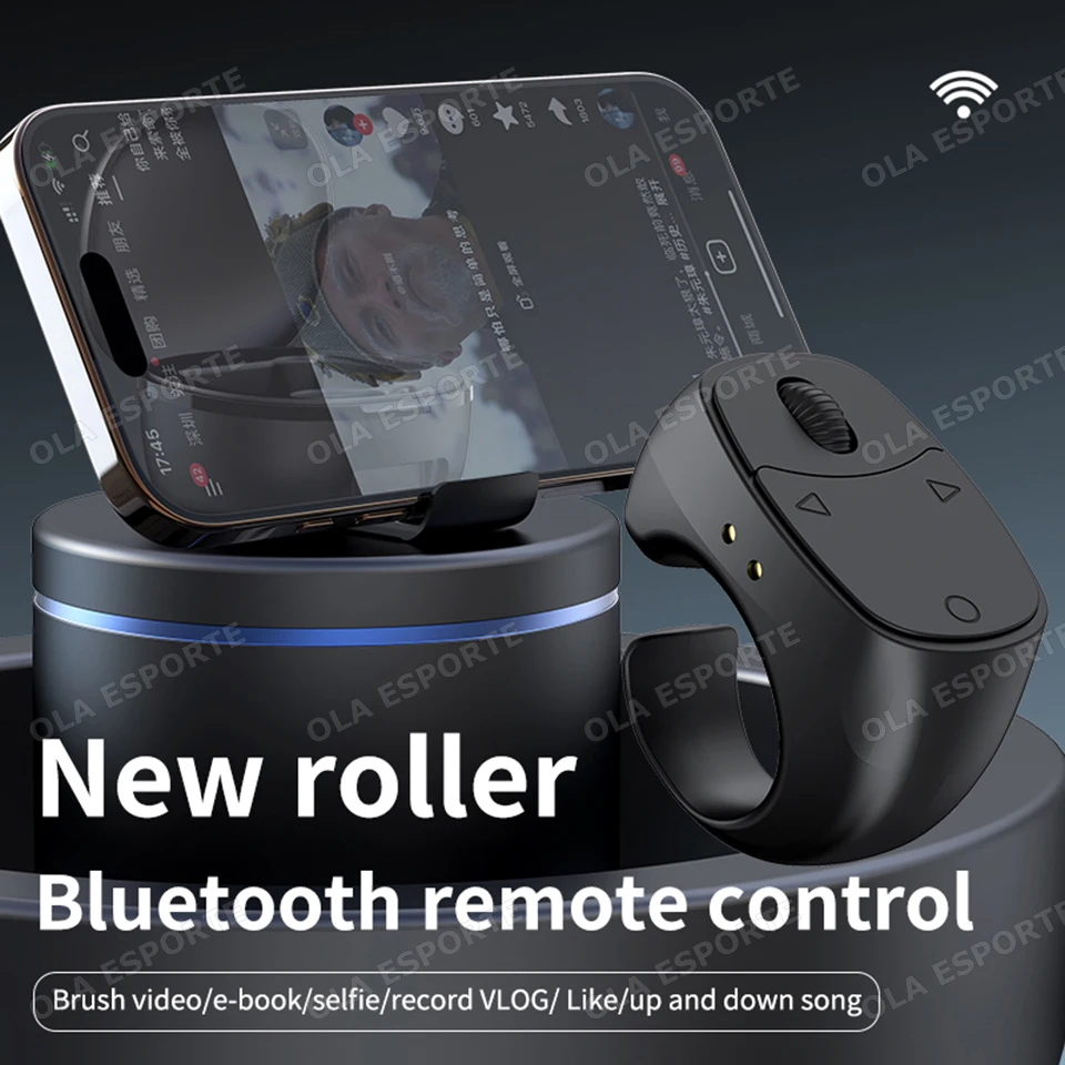 Roller Fingertip Ring Remote Control Wireless Bluetooth Mobile Selfie Mice Video Automatic Page Turner Browsing 2026 New