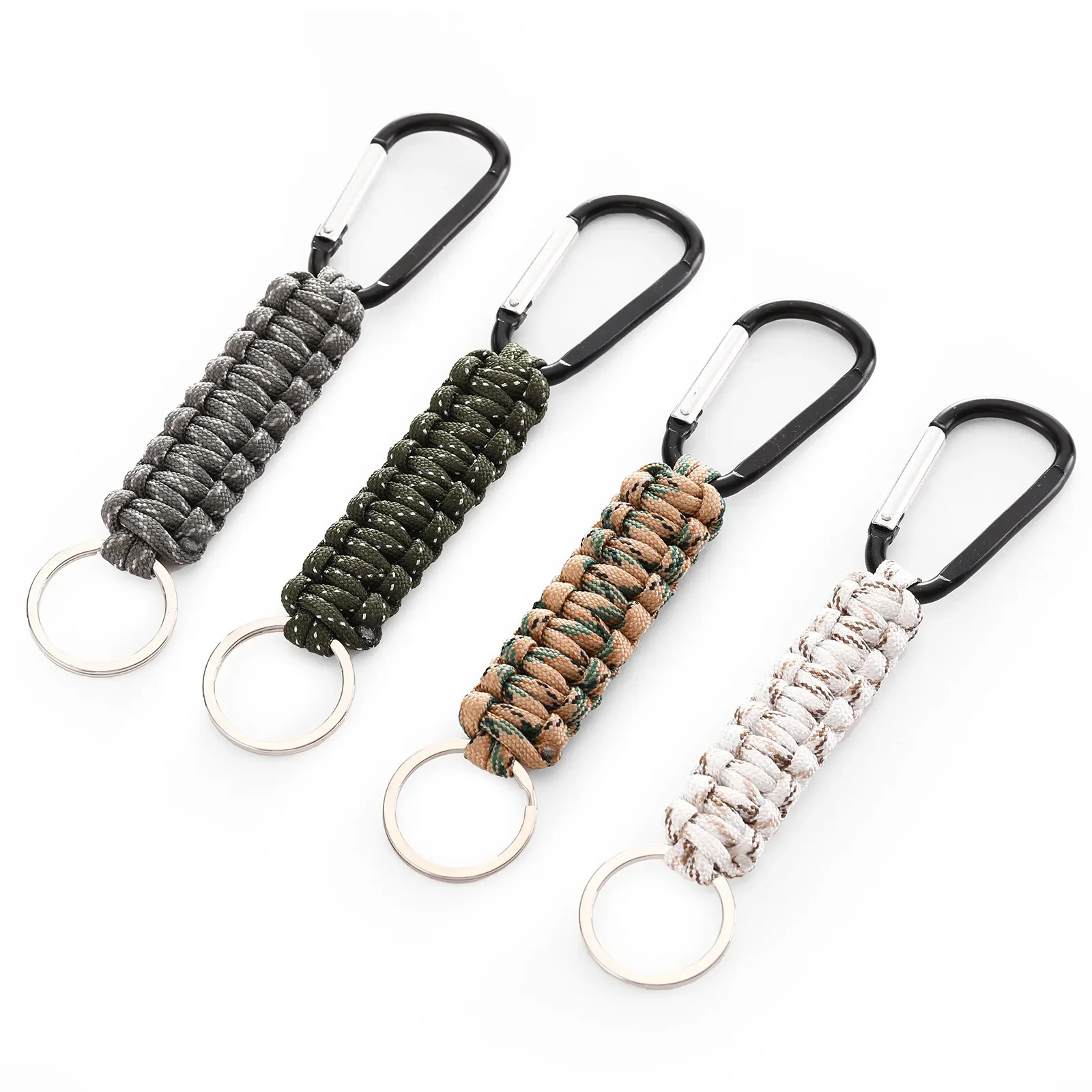 

Outdoor Keychain Carabiner Clip Military Paracord Braided 7-Core Rope Emergency Knot Camping Hiking Key Ring Survival Tools