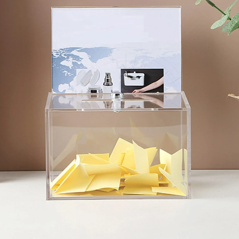 Transparent Donation Box With Lock Money Collection Box Ballot Box Suggestion Box