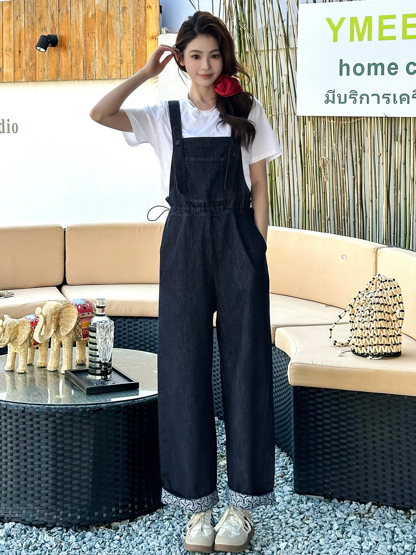 

Casual Loose Women's Denim Overalls Set Spring 2026 High Waist Wide Leg Two-Piece Suit Korean Sle Faionable Slimming