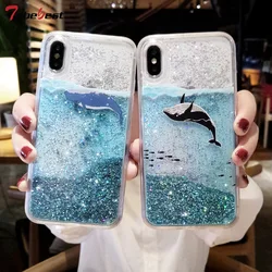 Whale Glitter Liquid Silicone Case For Samsung Galaxy A12 A22 A32 A42 A52 A72 A13 A23 A33 A53 A73 4G 5G Dynamic Quicksand Cover