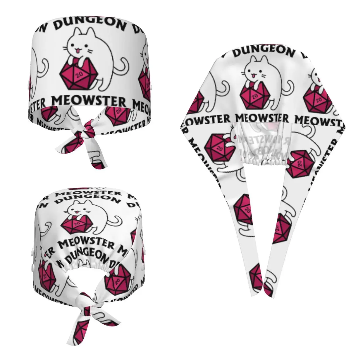 Dungeon Meowster DnD Dungeon Master Cat With D20 Scrub Hat Doctor Working Surgical Cap Men Women Adjustable Nursing Caps Dentist - view 2