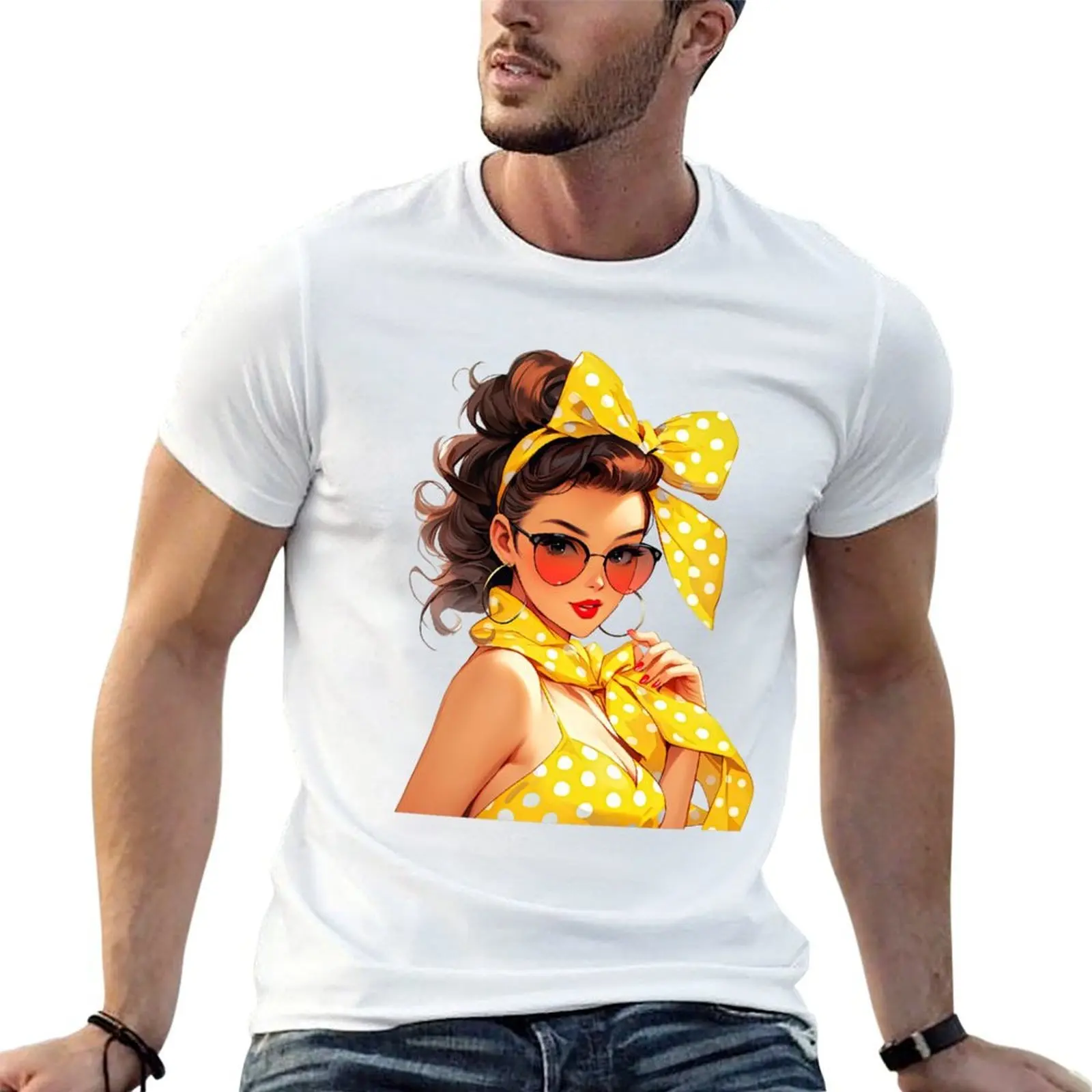 

Polka dot girl T-Shirt t shirts with prints man t shirts for men casual man t shirt graphic T-shirt