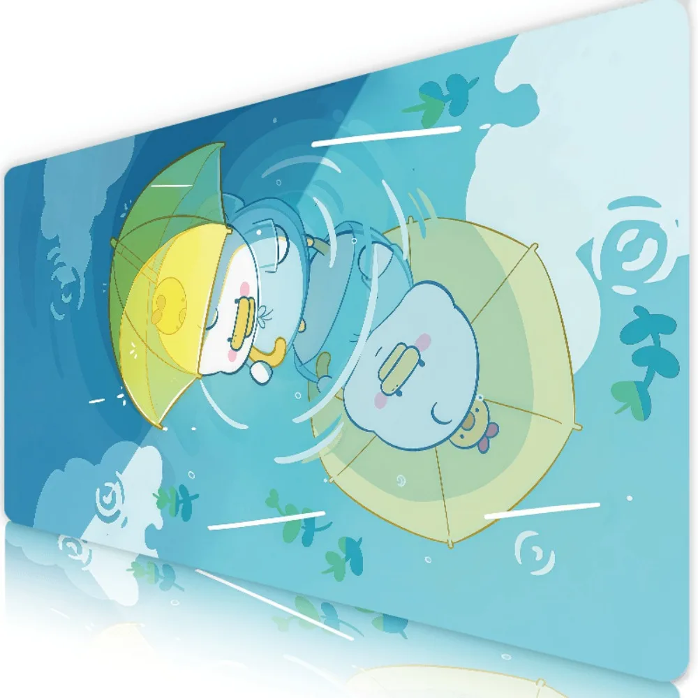 

Милый кавайный коврик для стола с уткой и зонтом, большой игровой коврик для мыши с аниме-уткой для дождливых дней, расширенный коврик для клавиатуры