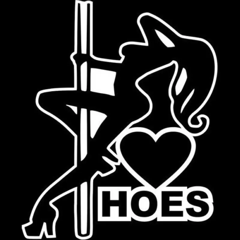 Love Hoes Stripper Girl Strip Decals Car Decoration Personality Pvc Car Window Waterproof Sticker Black/white, 15cm*13cm