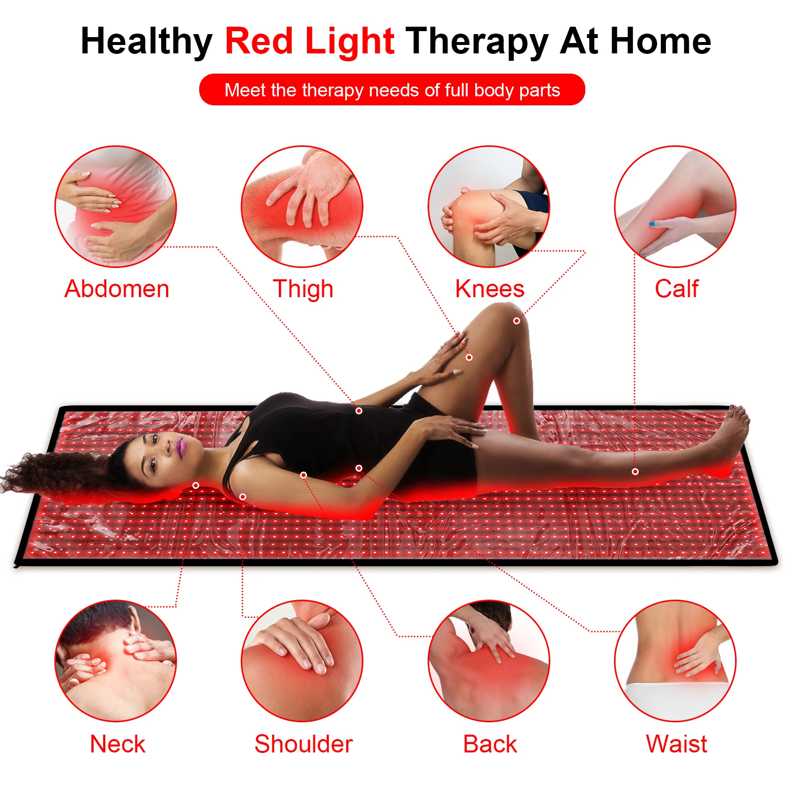 Red Light Therapy Mat for Body Near Infrared Light Therapy Large Pad 660nm 850nm Infrared Light Therapy Wrap Belt Knee Brace