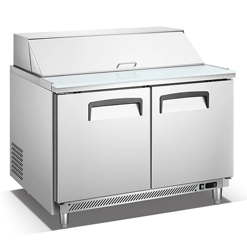 Commercial 60" Salad Counter Chiller American Style Stainless Steel 2 Door Prep Table Refrigerator Cooling Display Salad