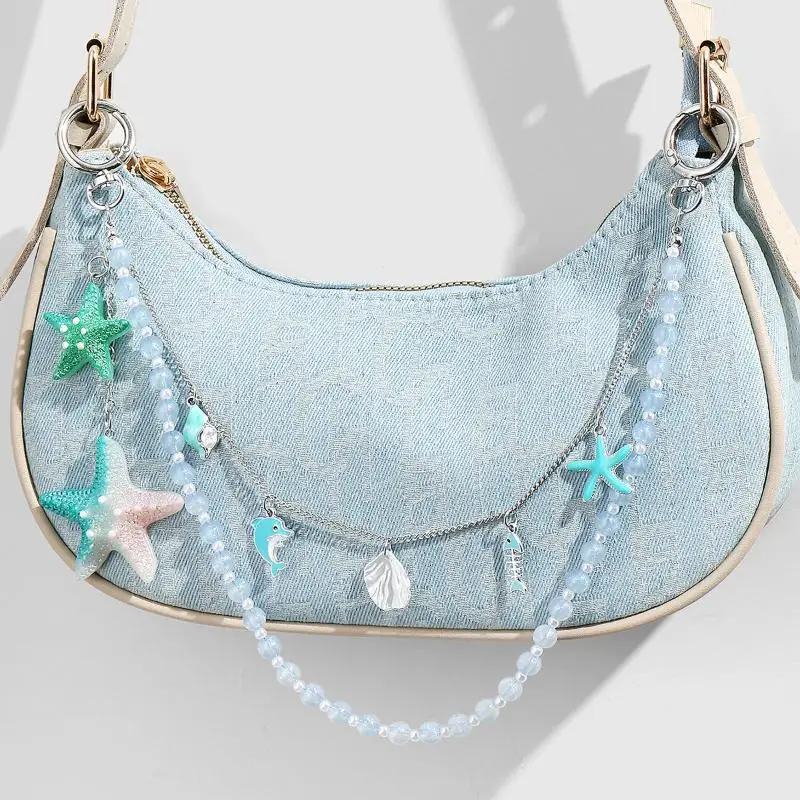 الأزرق البحرية نمط مطرز حقيبة سلسلة للنساء العصرية الإبداعية حقيبة أنيقة قلادة اكسسوارات الديكور الهدايا #5