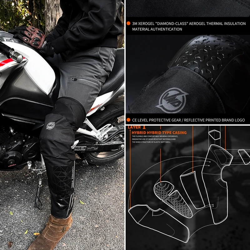 

Extended Long Motorcycle Knee Pads 2Pcs Warm Windproof Anti-Collision Protective Leg Guards for Winter Motorbike Cycling Riding