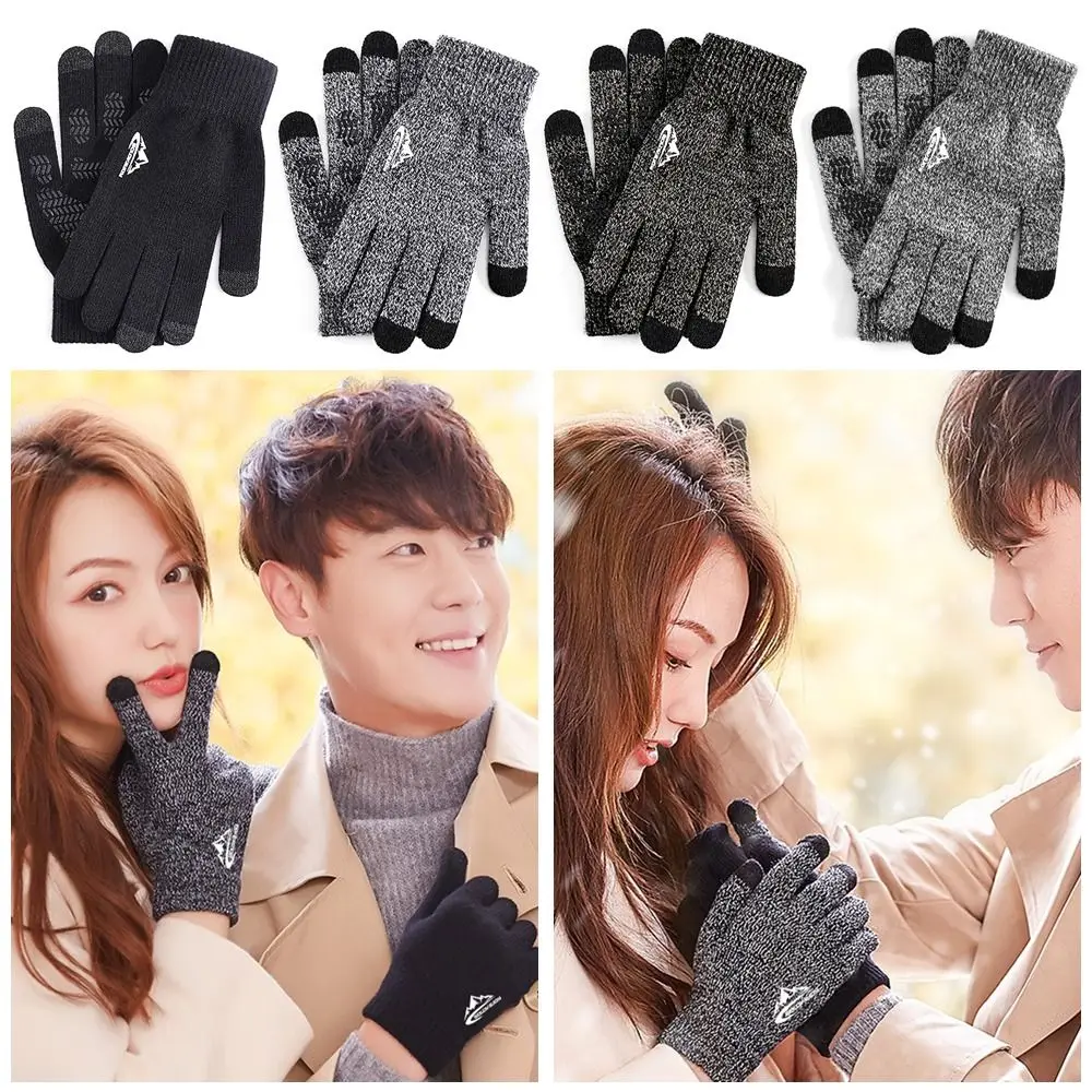 Новые модные толстые вязаные перчатки, вязаные флисовые перчатки с сенсорным экраном, ветрозащитные пушистые теплые варежки, осень-зима