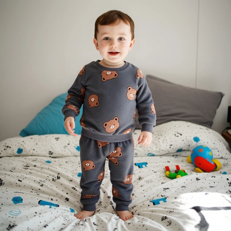 

Sanlutoz Print Little Kids Winter Warm Clothing Sets Long Sleeve Baby Tops + Trousers 2Pcs