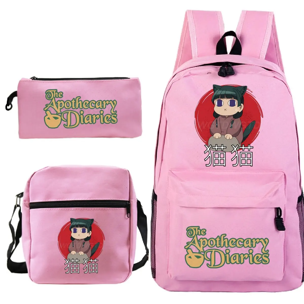 

Funny Maomao Anime Pattern Three Piece Backpack The Apothecary Diaries Manga Large Capacity Bagpack Shoulder Bag Pencil Case