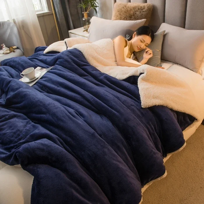 Wool Throw Blanket Keep Warm Winter Bed Blankets Double Sided Queen Duvet Cover Camping Double Bed Cover Bedspread On The Bed image 3