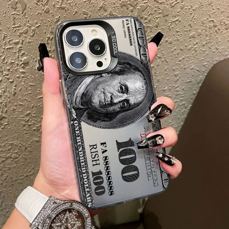 

Dollar Bill Graphic Laser Phone Case For iPhone 17 16 15 14 Pro Max Plus 13 Mini 12 11 Pro Max 17 Air Shockproof Back Covers