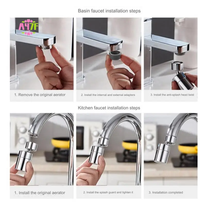 A47F-Kitchen Faucet Spray Head Filter Adjustable Rotary Splashback Tap Nozzle Bubbler Kitchen Sink Faucet